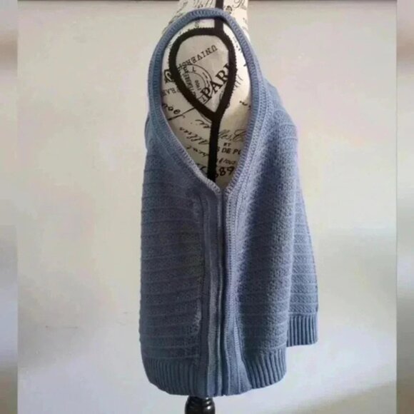 MARLED | Women's Blue Ribbed Knitted Cozy Thick Strap Sweater Tank - Picture 3 of 4